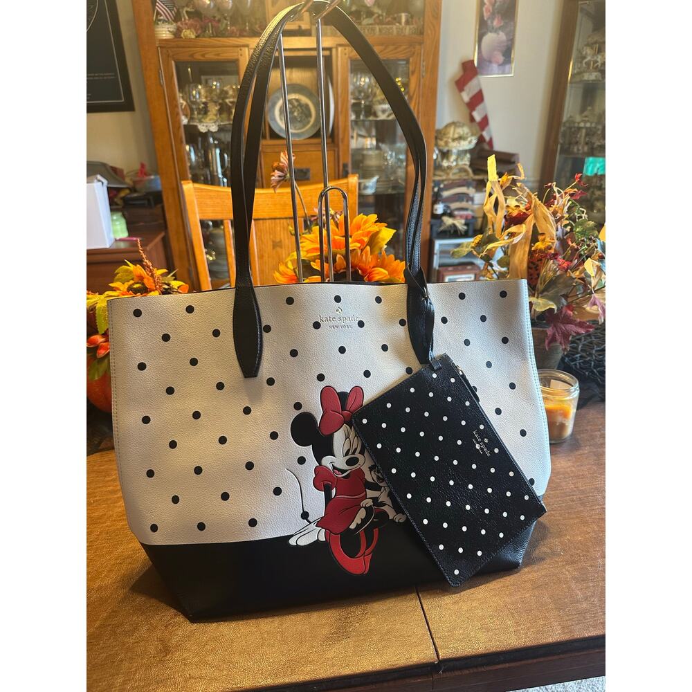 Kate Spade Disney x Minnie Mouse Reversible Tote Bag Women's EUC with Wristlet - Picture 1 of 16